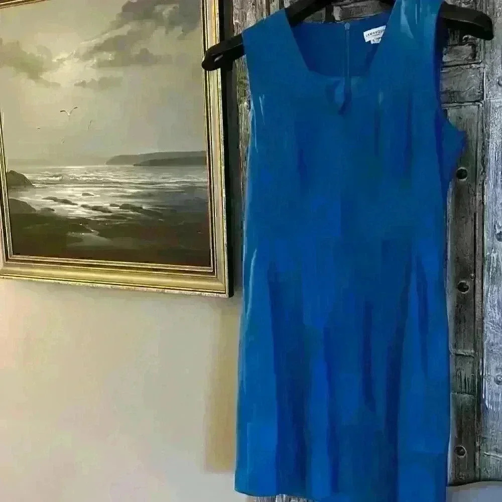 LaMarque gorgeous all butter soft leather blue dress  size 4 👗 👗